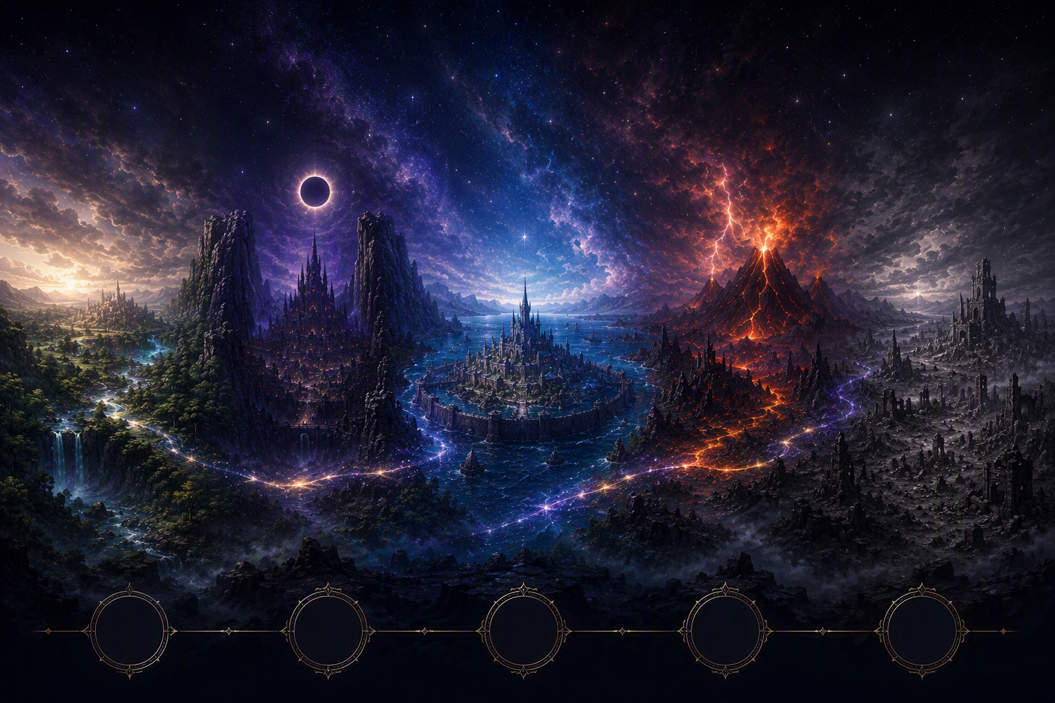 Panoramic view of the five realms