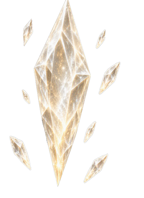 Celestial crystal surrounded by floating shards